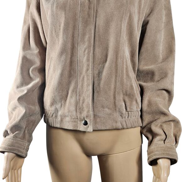 1980s Brown Suede Leather Zip Up Jacket Size 11 - 12 Vintage Womens Size XS - Picture 5 of 12